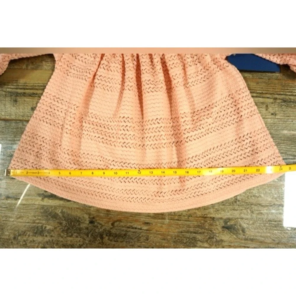Anthropologie Blue Tassel Off-Shoulder Pink Blouse Womens Sz S Coquette Romantic